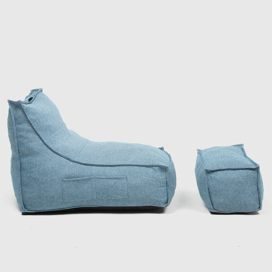Sillón Pouf / Puff con Apoya Pies Celeste