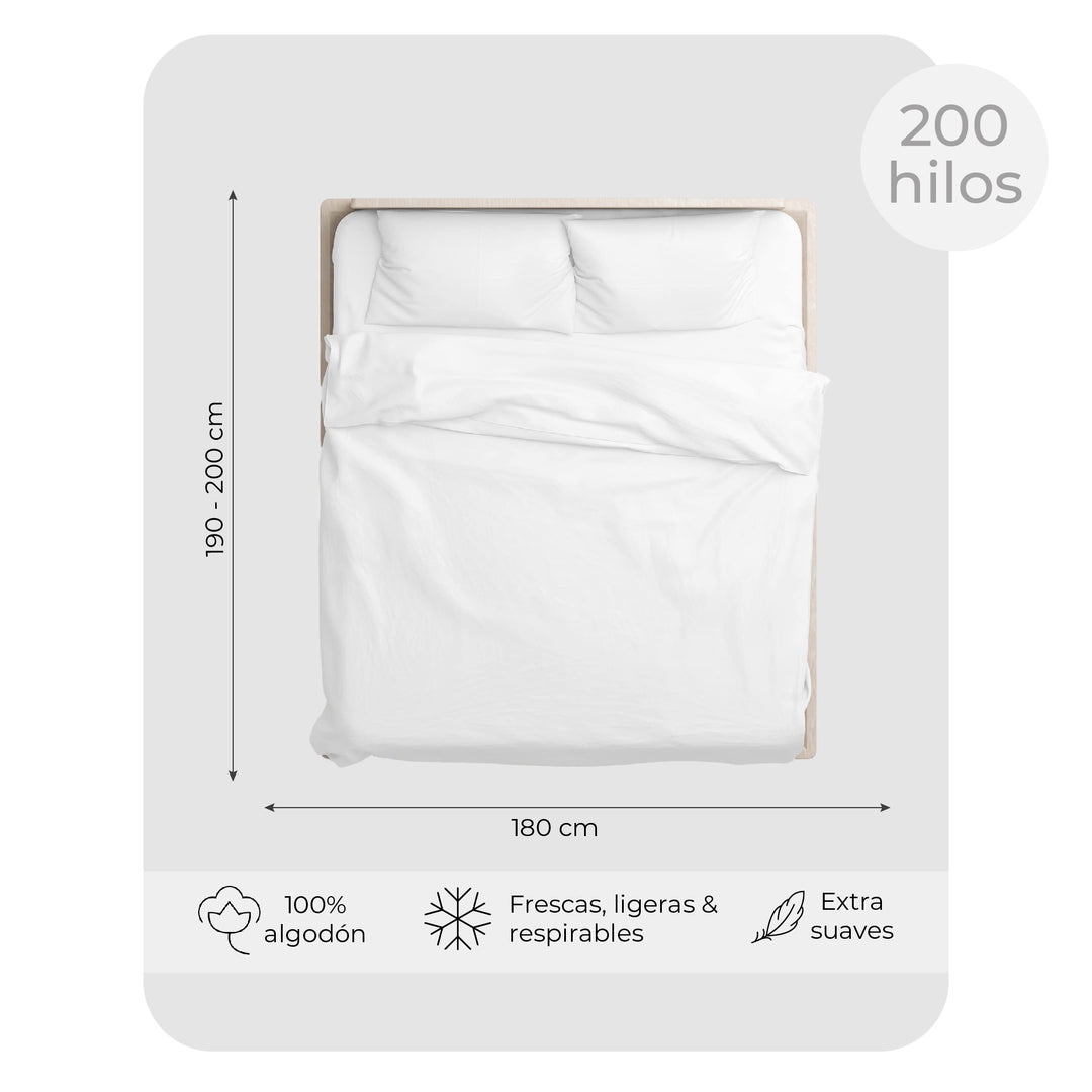 Juego de Sábanas 100% Algodón King 200 Hilos