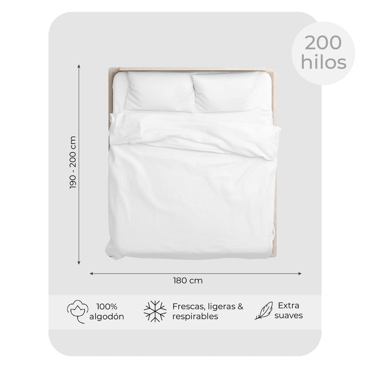 Juego de Sábanas 100% Algodón King 200 Hilos