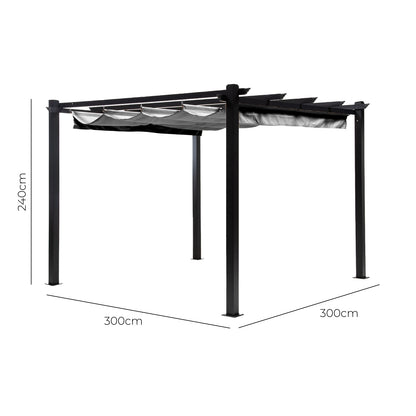 Pérgola Grey Shelter Retráctil 3x3 Mts