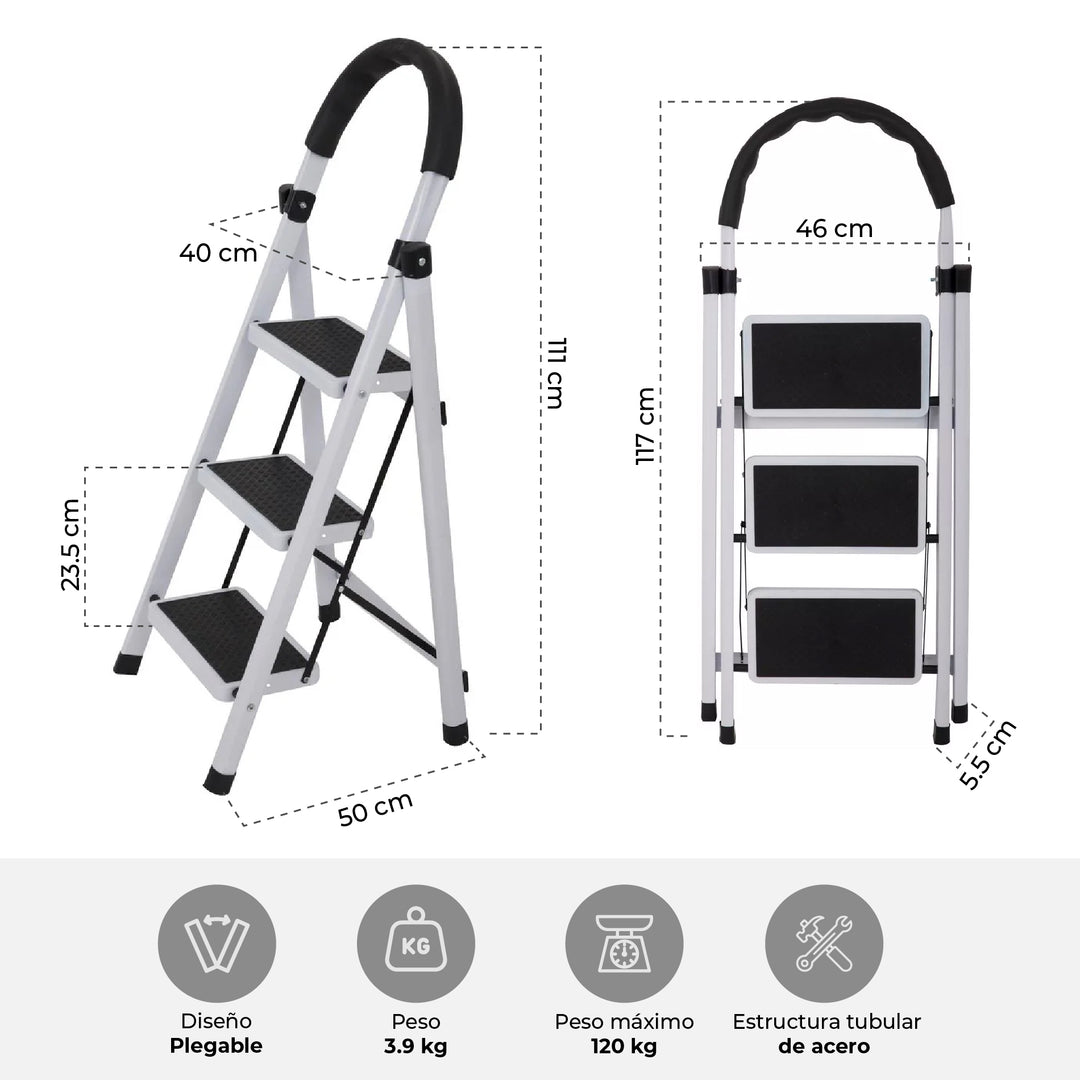 Escalera Taburete Plegable 3 Peldaños