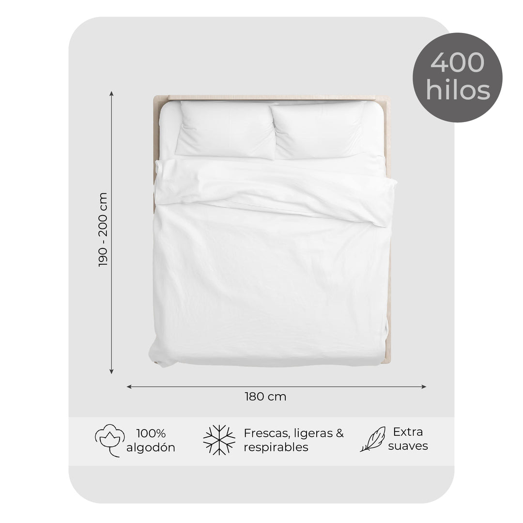 Juego de Sábanas 100% Algodón King 400 Hilos