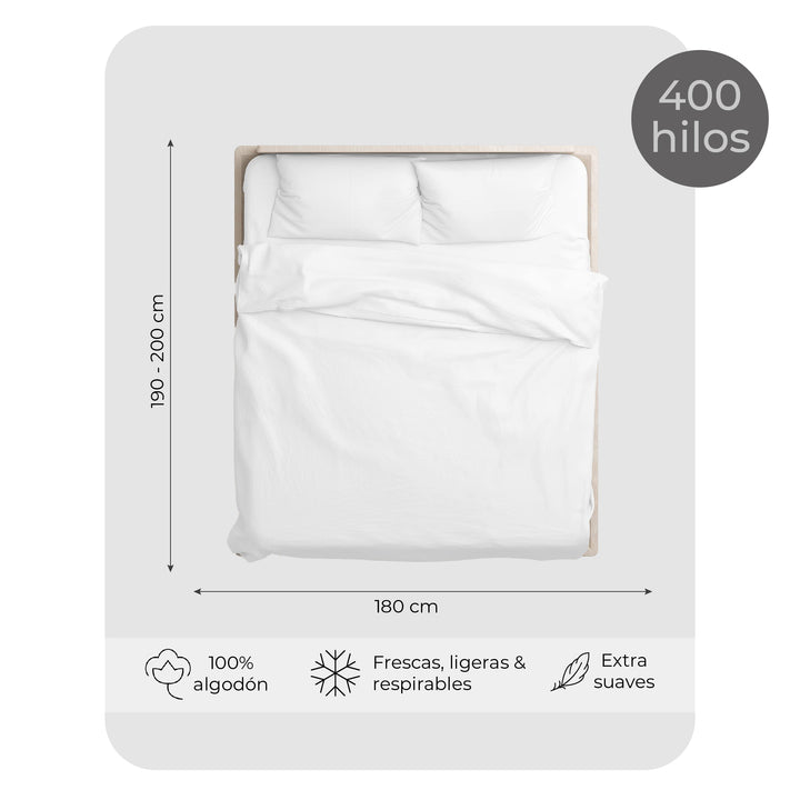 Juego de Sábanas 100% Algodón King 400 Hilos