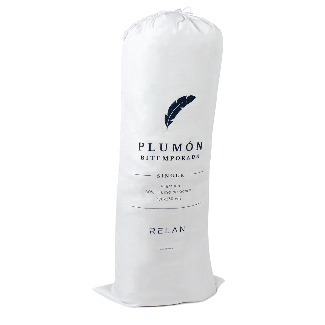 Plumón BiTemporada 1,5 Plaza 60% Pluma de Pecho de Ganso