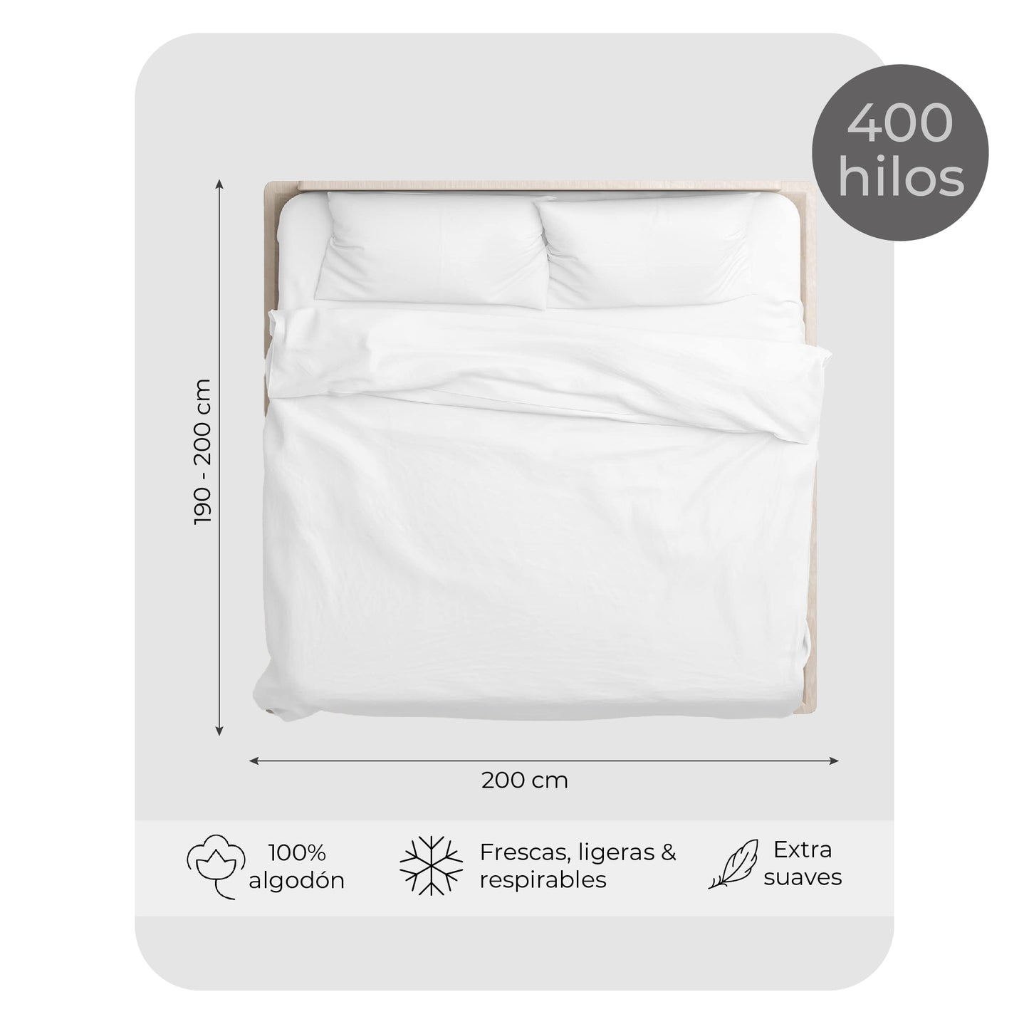 Juego de Sábanas 100% Algodón Super King 400 Hilos