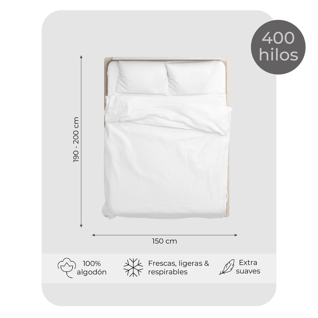 Juego de Sábanas 100% Algodón Queen 400 Hilos