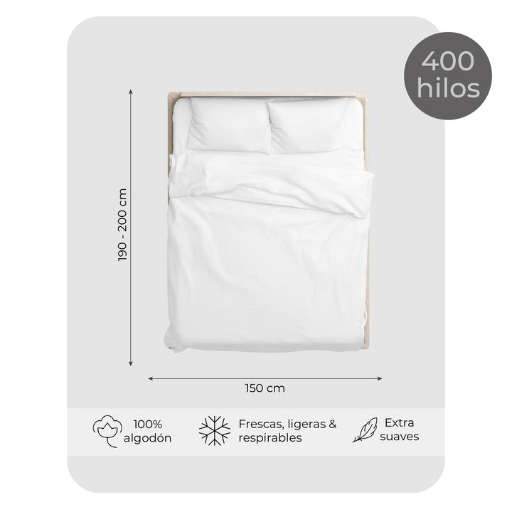 Juego de Sábanas 100% Algodón Queen 400 Hilos