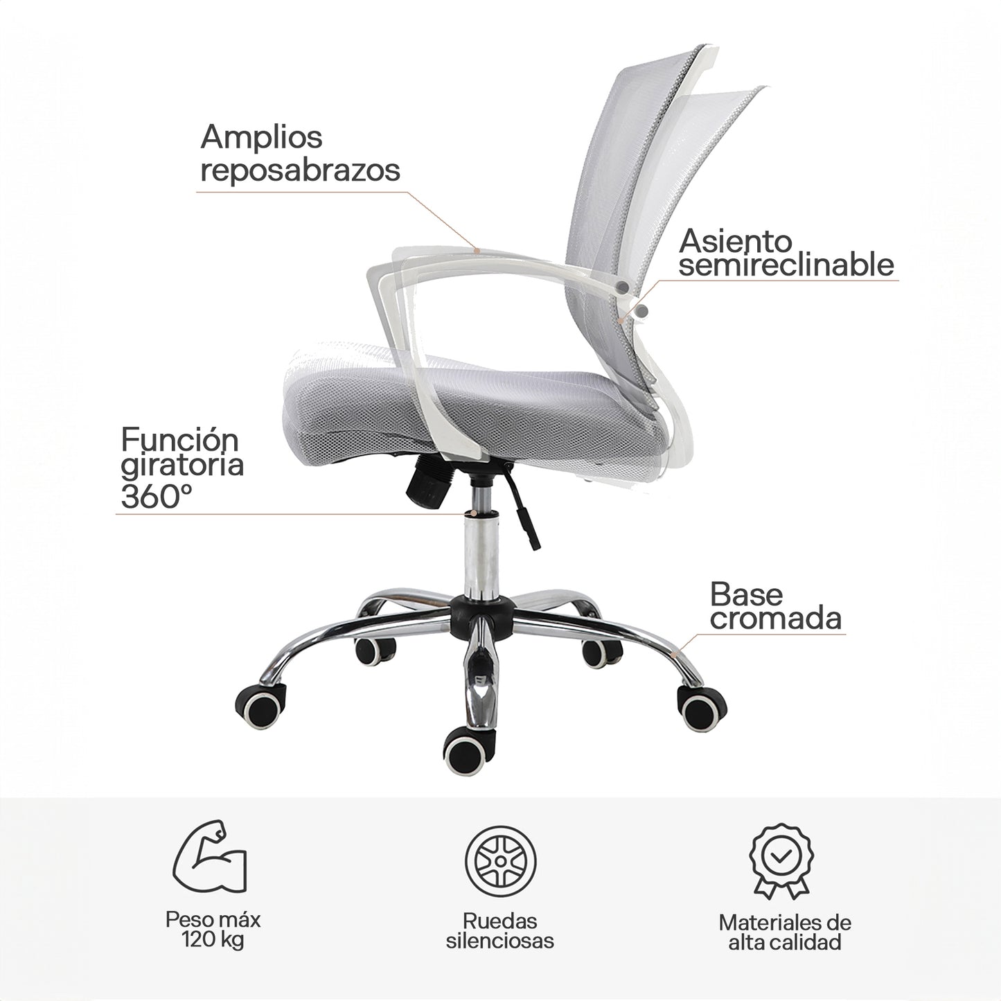 Silla de Escritorio Ergonómica Burdeos