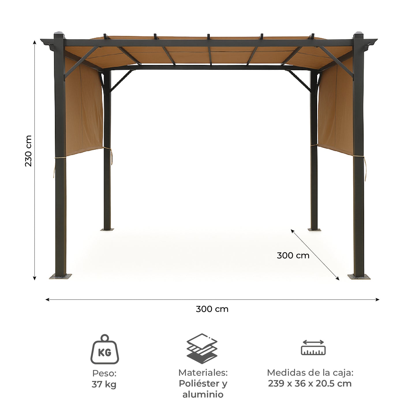 Pérgola con Pared Shelter Wall 3x3