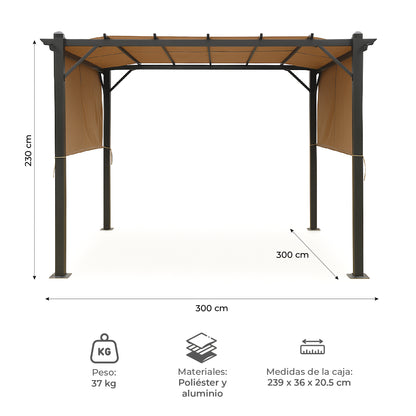 Pérgola con Pared Shelter Wall 3x3