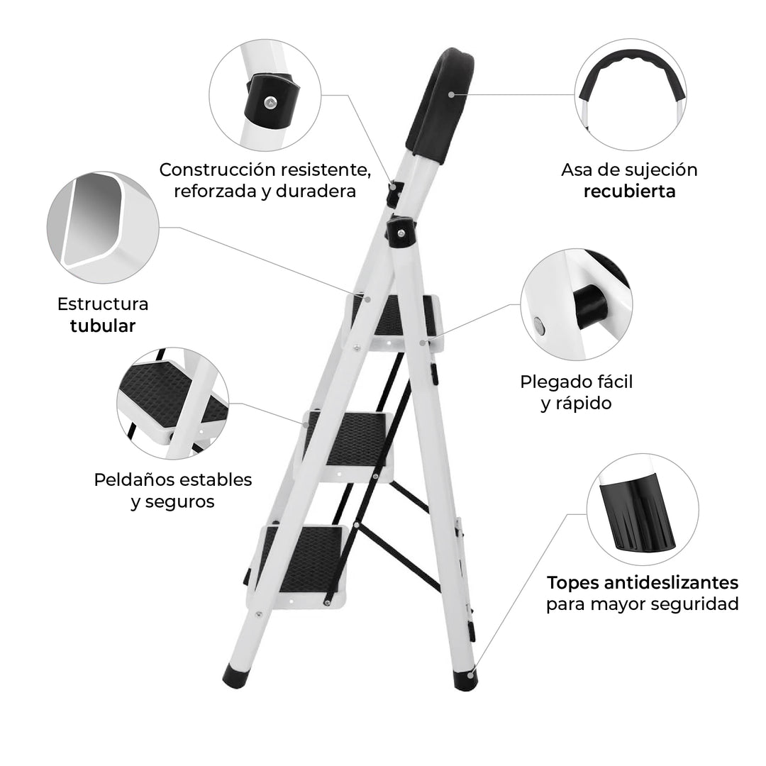 Escalera Taburete Plegable 3 Peldaños