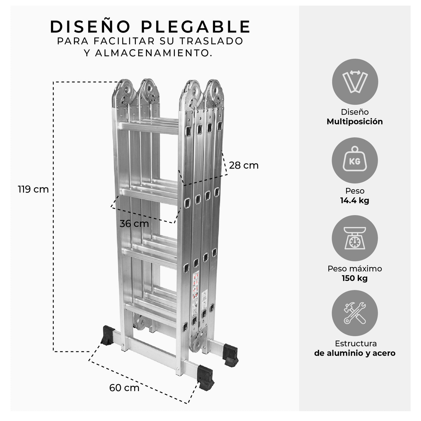 Escalera Plegable Multipropósito 16 Peldaños