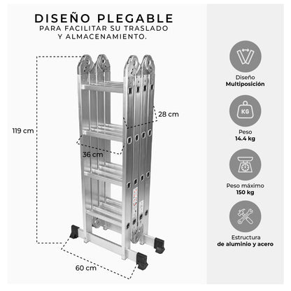 Escalera Plegable Multipropósito 16 Peldaños