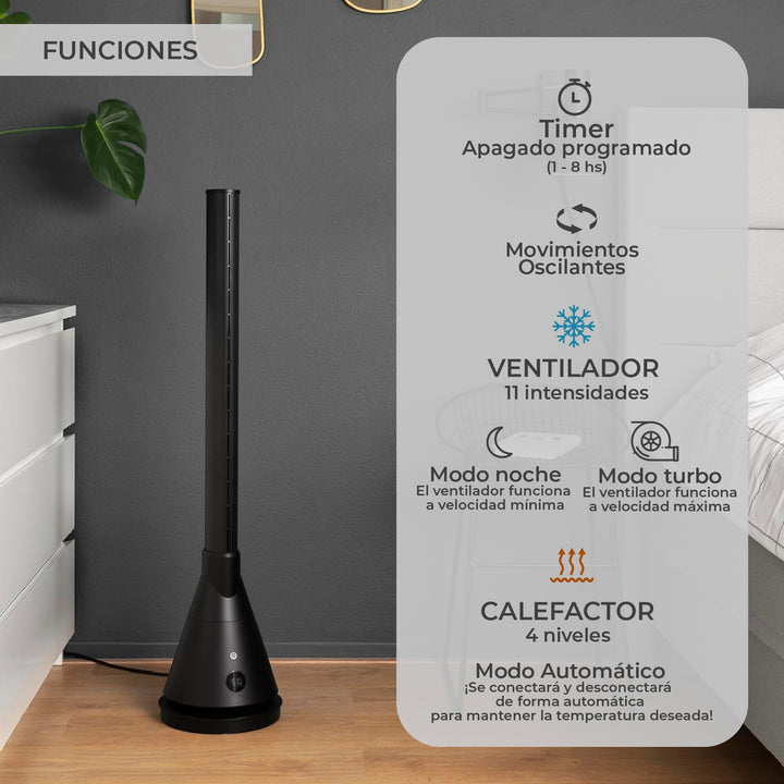 Estufa Calefactor y Ventilador Sin Aspas Tower Pro
