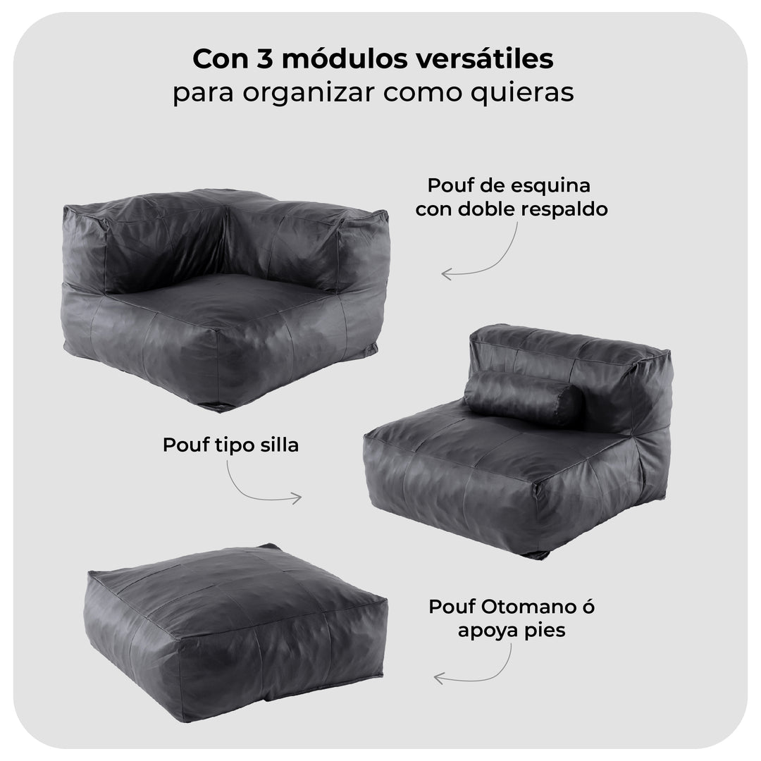 Sofá Pouf Seccional Leather