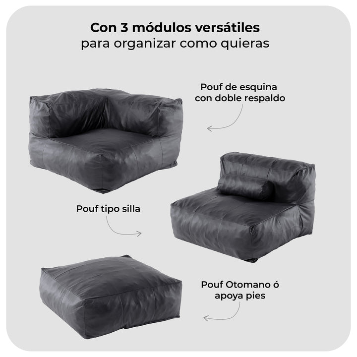 Sofá Pouf Seccional Leather