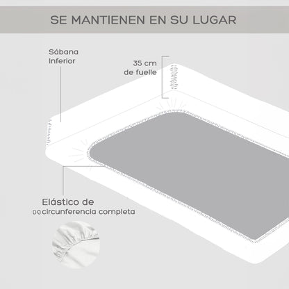 Juego de Sabanas de 300 Hilos de Algodón Blanco King