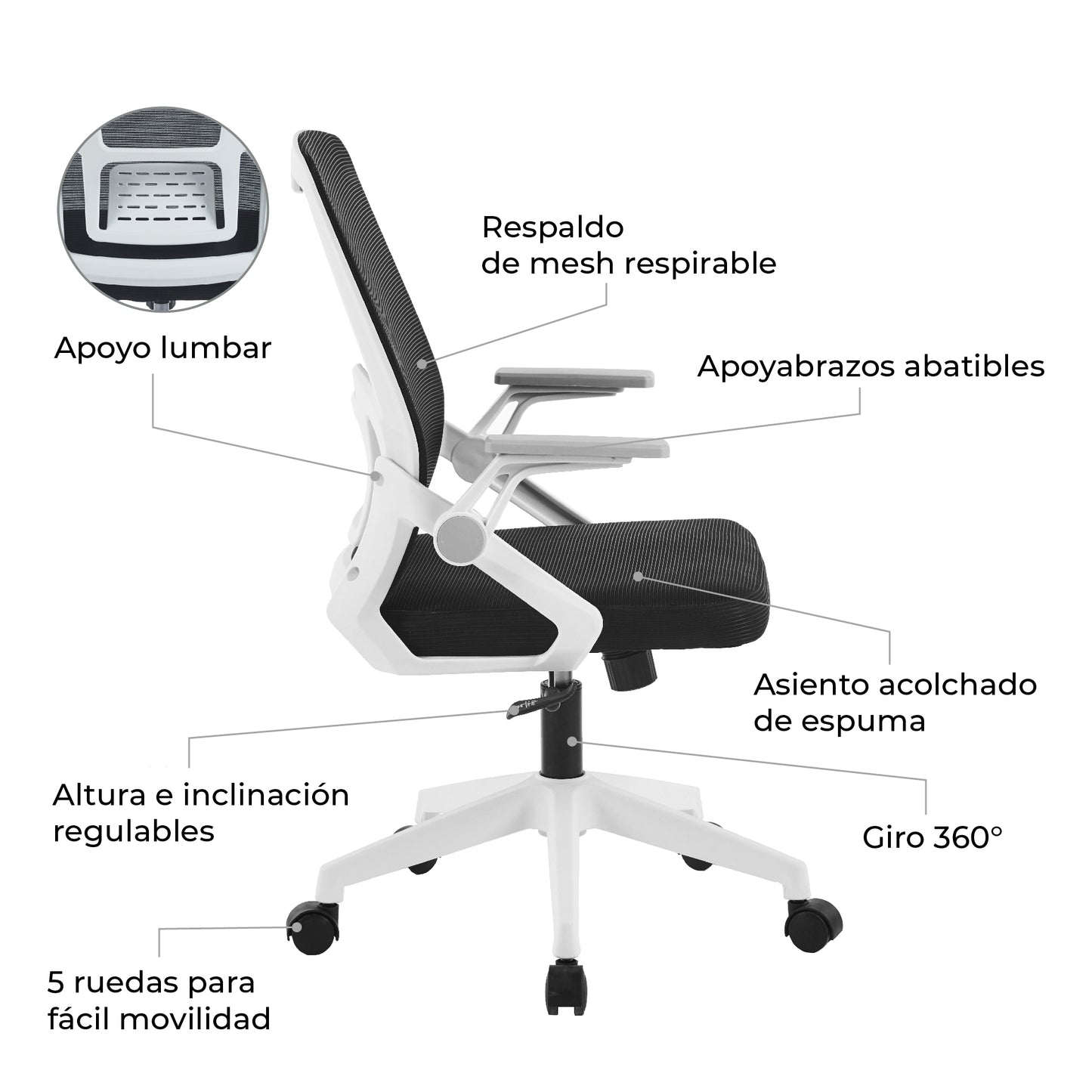 Silla de Escritorio Ergonómica Kobe Blanco
