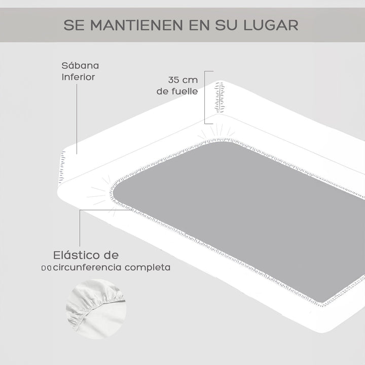 Juego de Sábanas Blancas 1,5 Plaza 600 Hilos