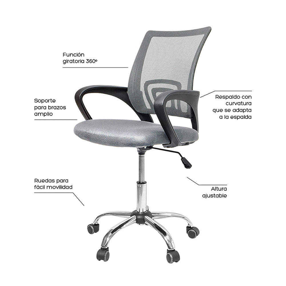 Silla de Escritorio Ergonómica Mesh Gris