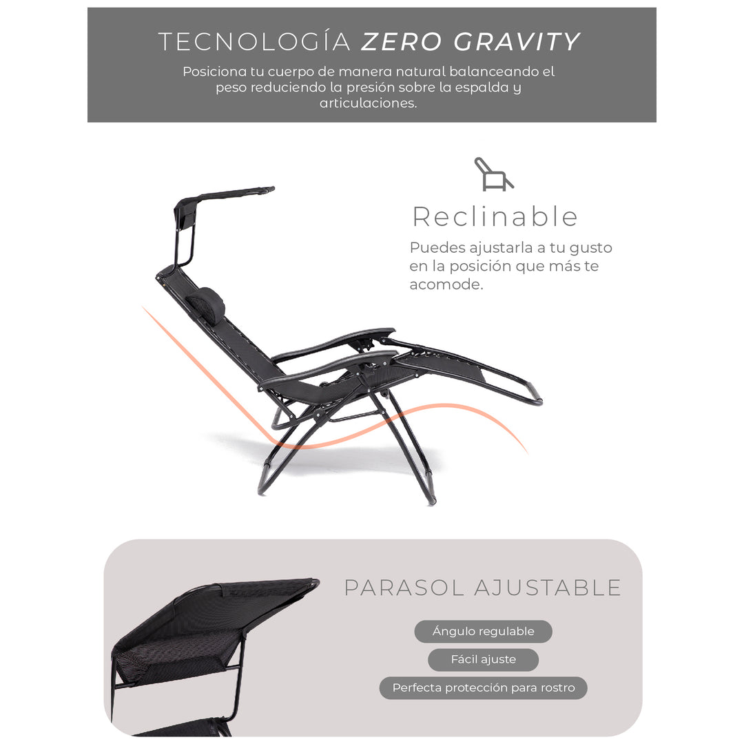 Reposera Zero Gravity con Techo Zen Canopy