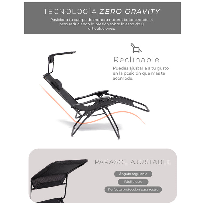 Reposera Zero Gravity con Techo Zen Canopy