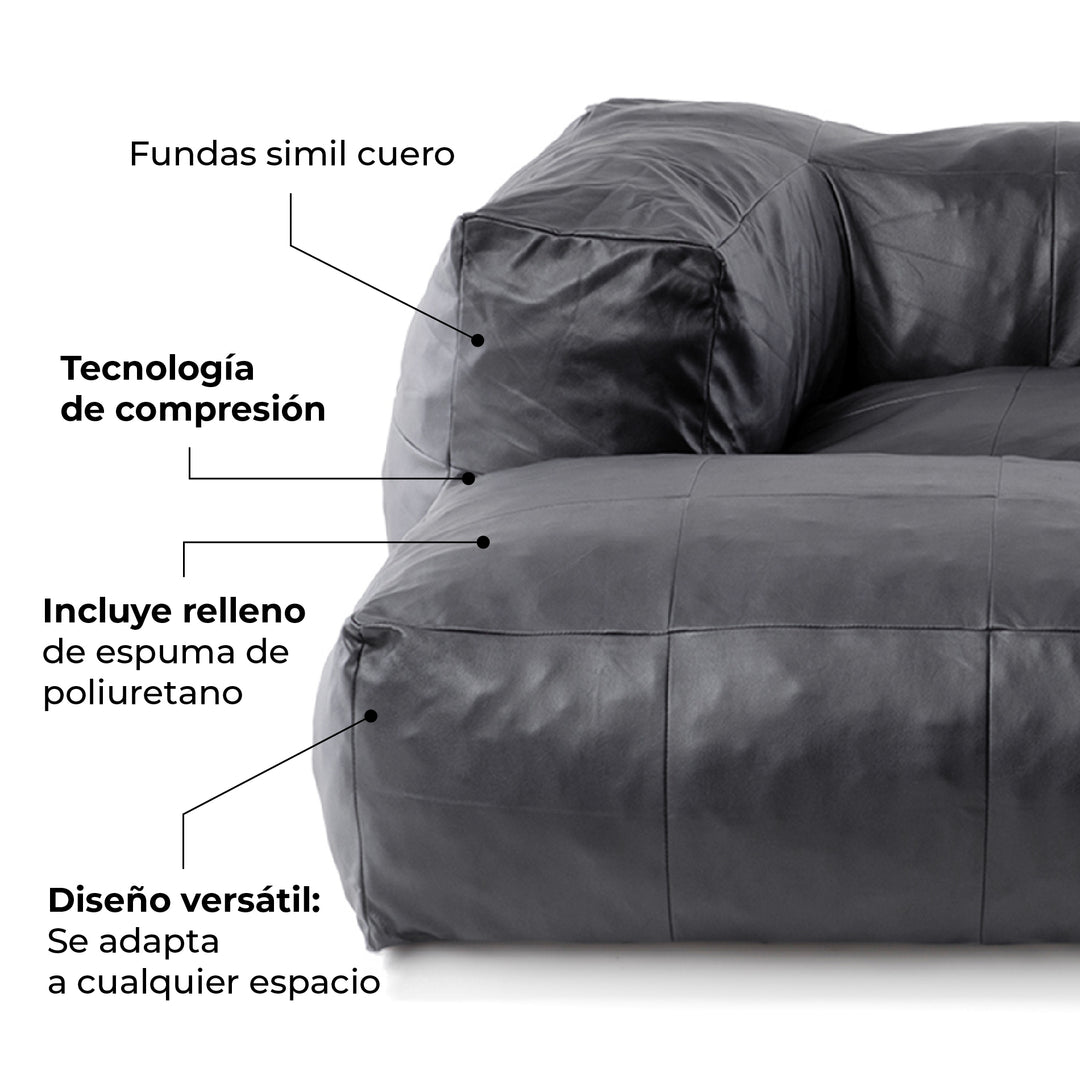 Sofá Pouf Seccional Leather