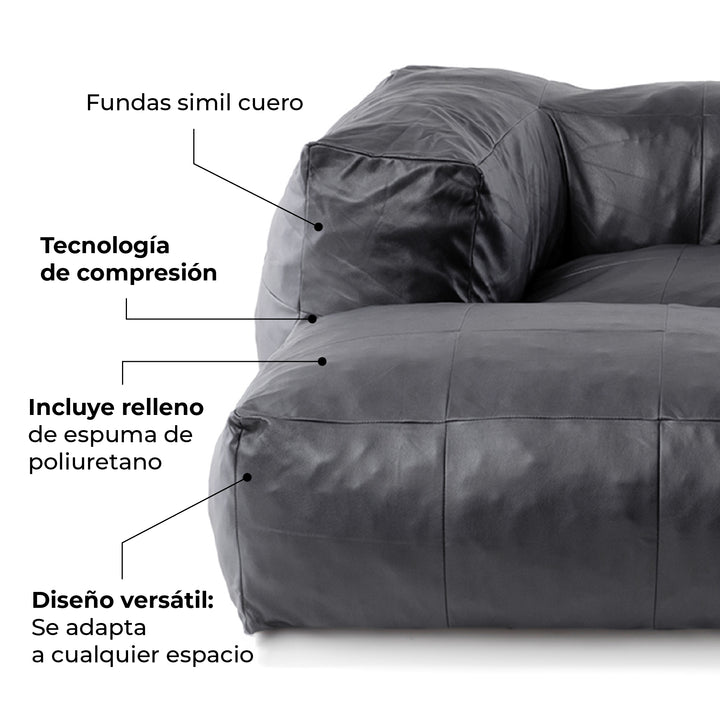 Sofá Pouf Seccional Leather