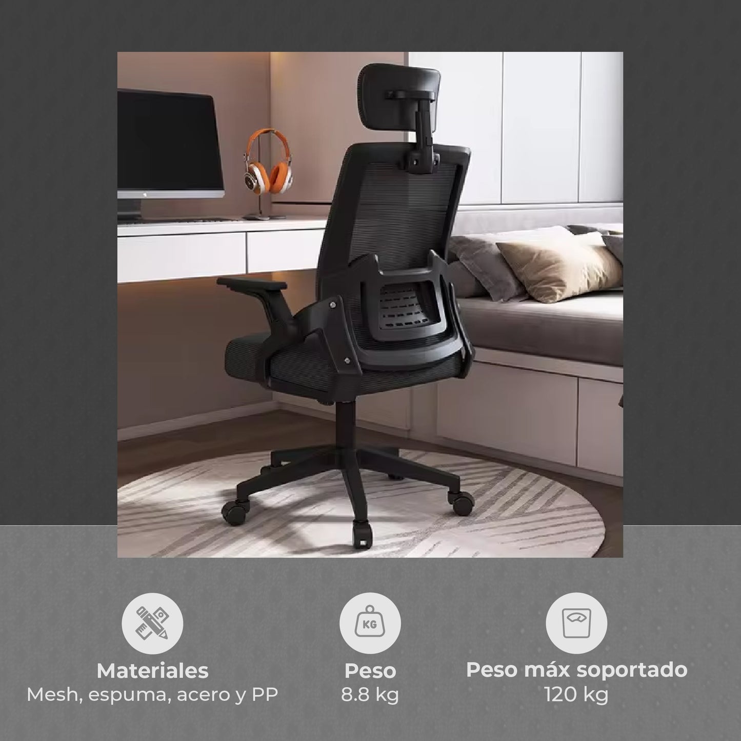 Silla de Escritorio Ergonómica Doha Negro