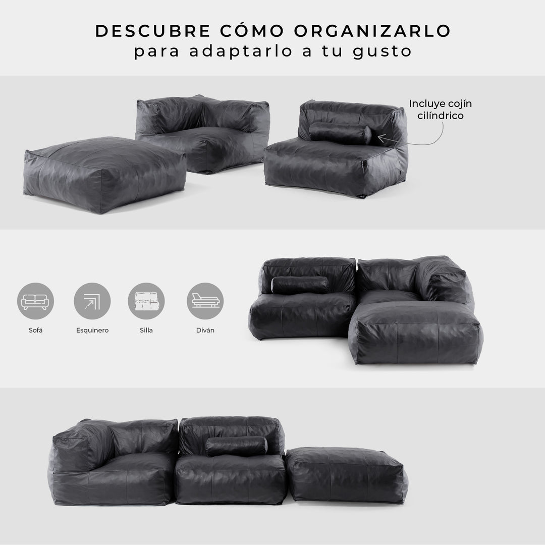 Sofá Pouf Seccional Leather