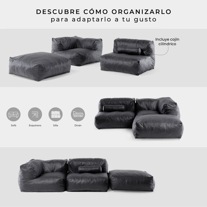 Sofá Pouf Seccional Leather