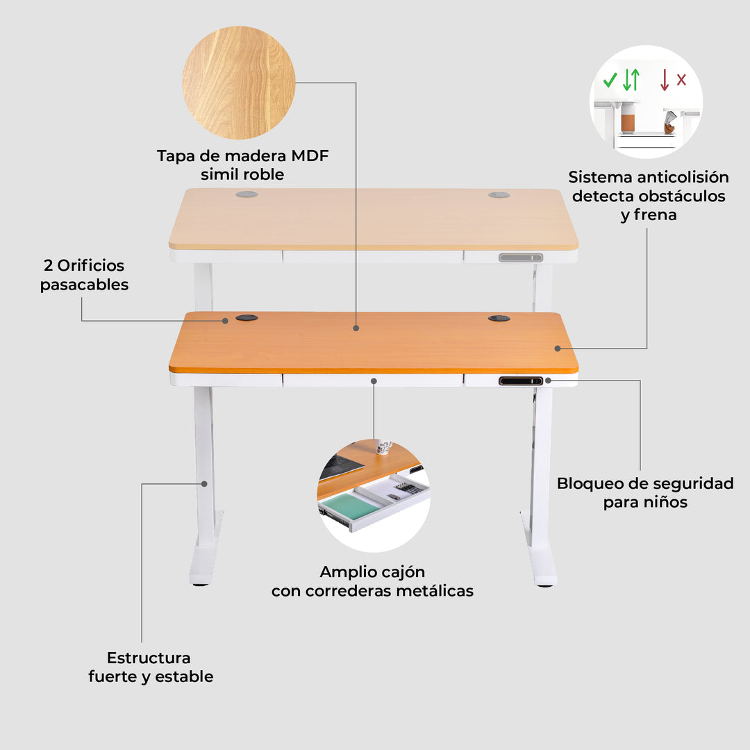 Escritorio Eléctrico Standing Desk Oak Pro