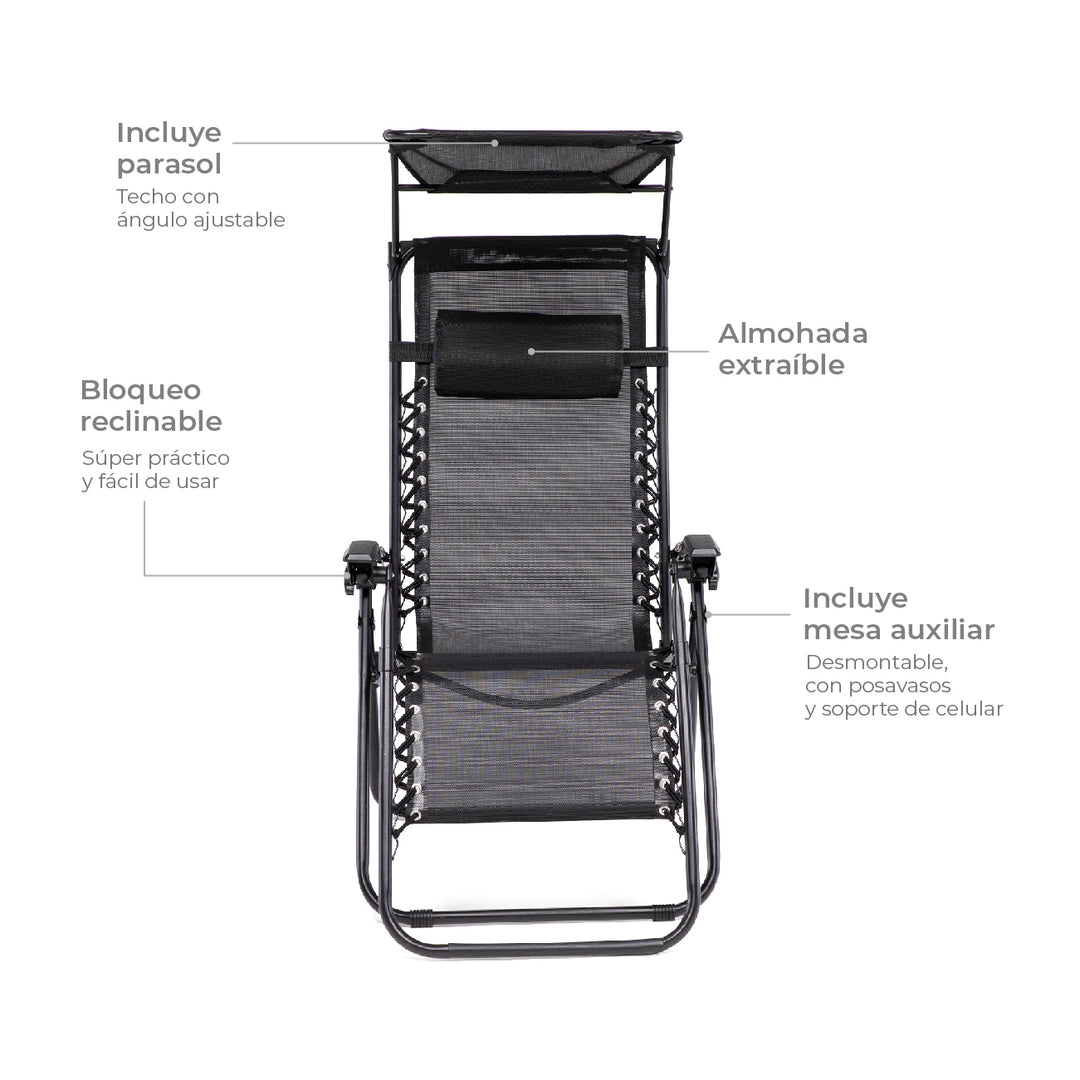 Reposera Zero Gravity con Techo Zen Canopy
