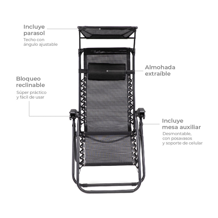 Reposera Zero Gravity con Techo Zen Canopy