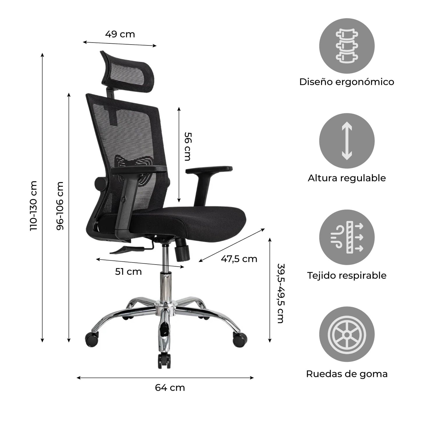 Silla de Escritorio Ergonómica Delphi