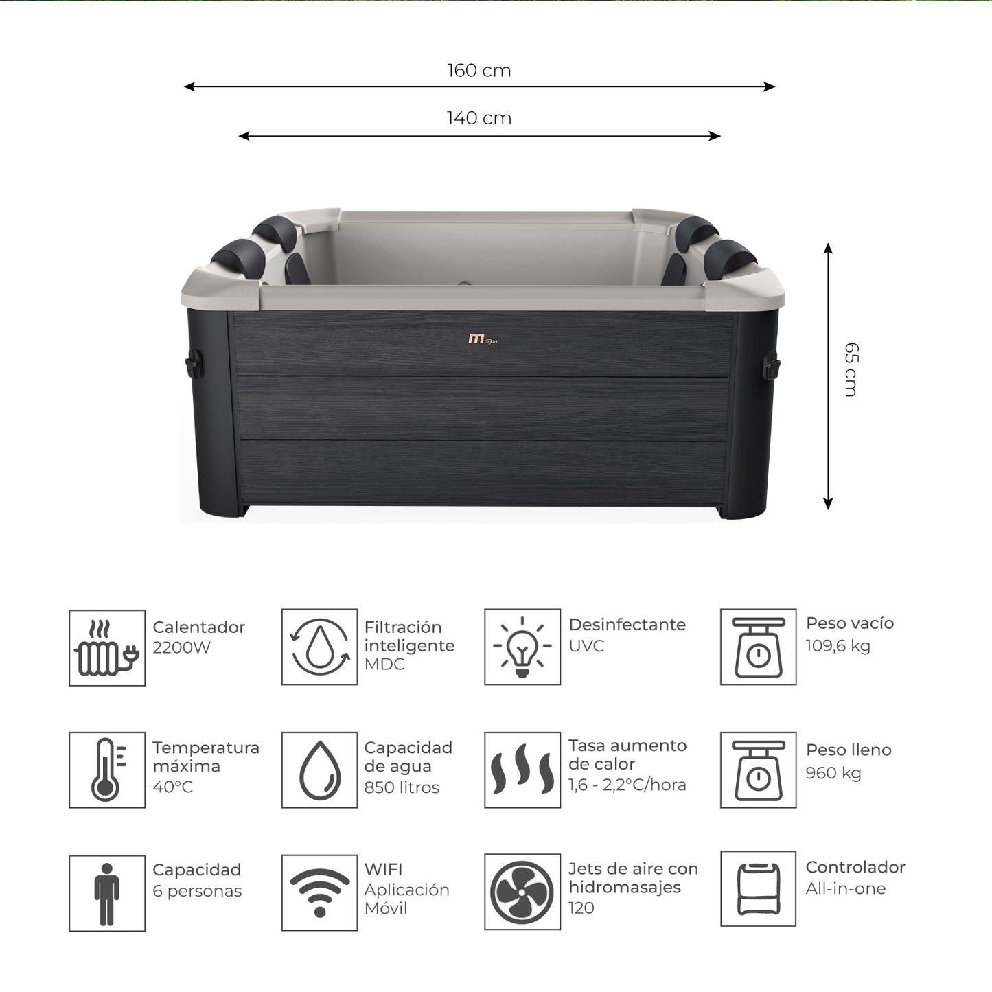 Hot Tub Oslo 6 Frame Wifi con Jets de Agua