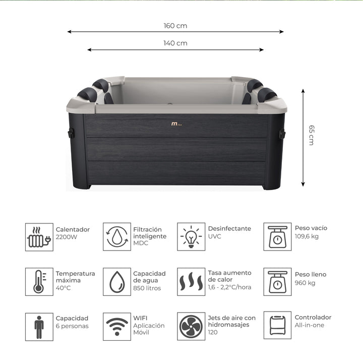 Hot Tub Oslo 6 Frame Wifi con Jets de Agua