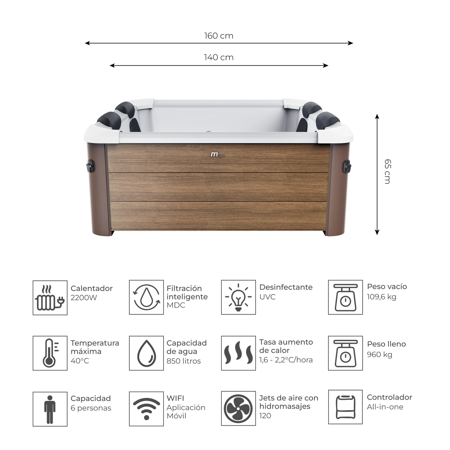 Hot Tub Oslo Amber 6 Frame Wifi con Jets de Agua