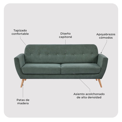 Sofá 3 Cuerpos Bracciano Verde