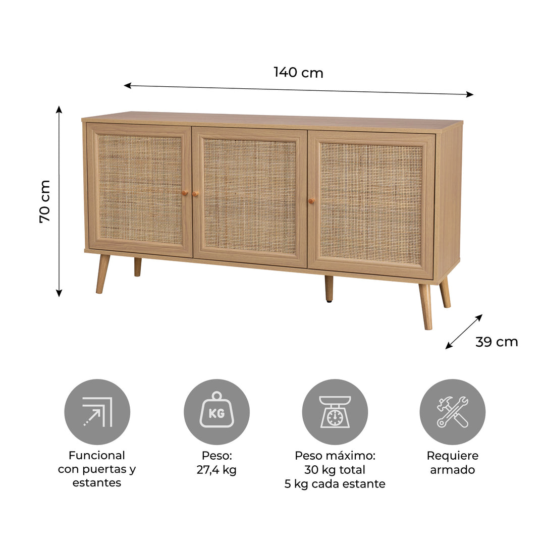 Buffet de Ratán Maui 140 cm