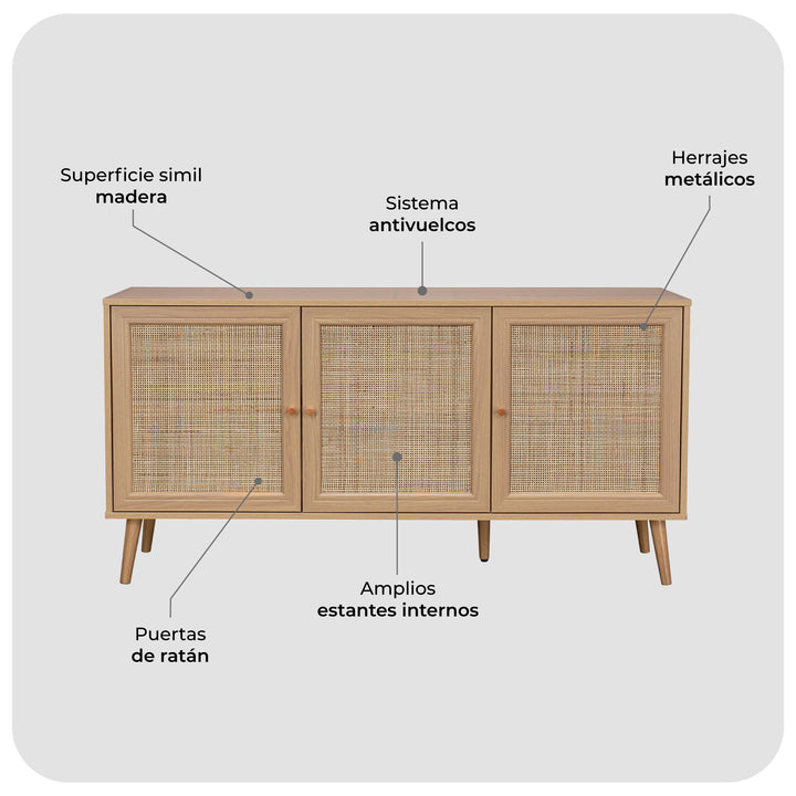 Buffet de Ratán Maui 140 cm