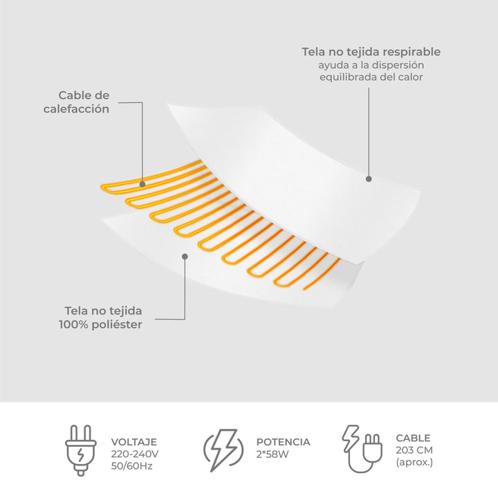 Calienta Camas Eléctrico King 4 Zonas