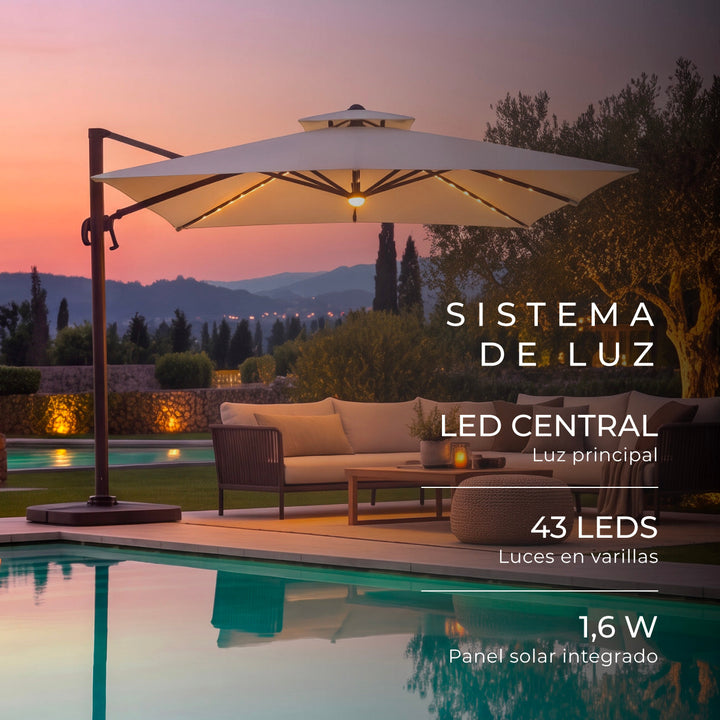 Quitasol Lateral con Luces Riviera