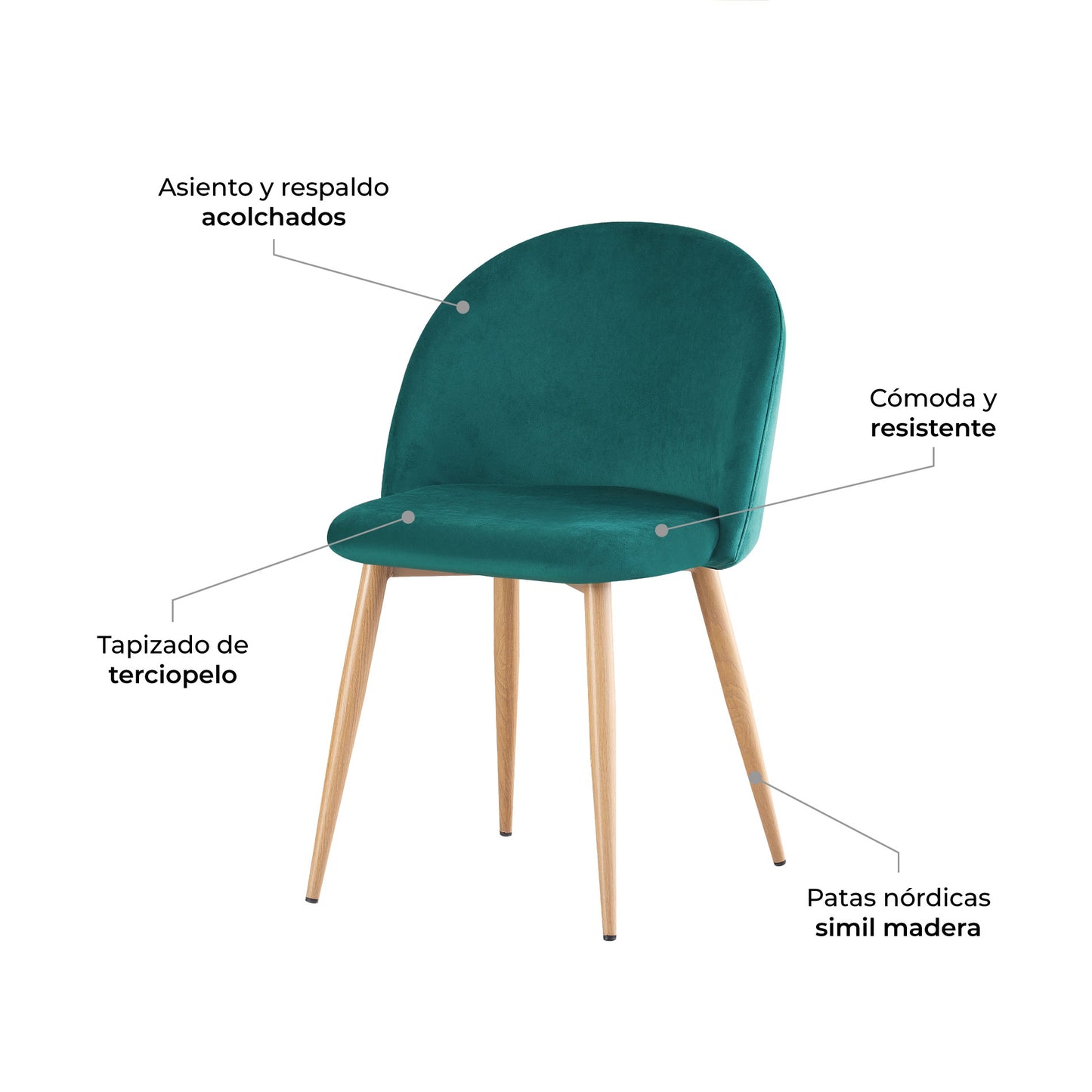 Set de 4 Sillas de Comedor Dinka Oxford