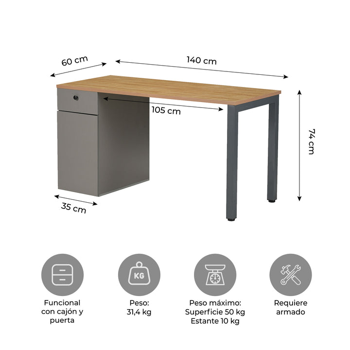 Escritorio con Cajón y Puerta Ergo-016