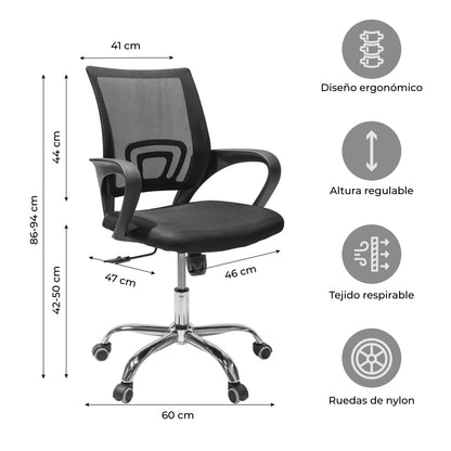 Silla de Escritorio Ergonómica Mesh+ Basculante