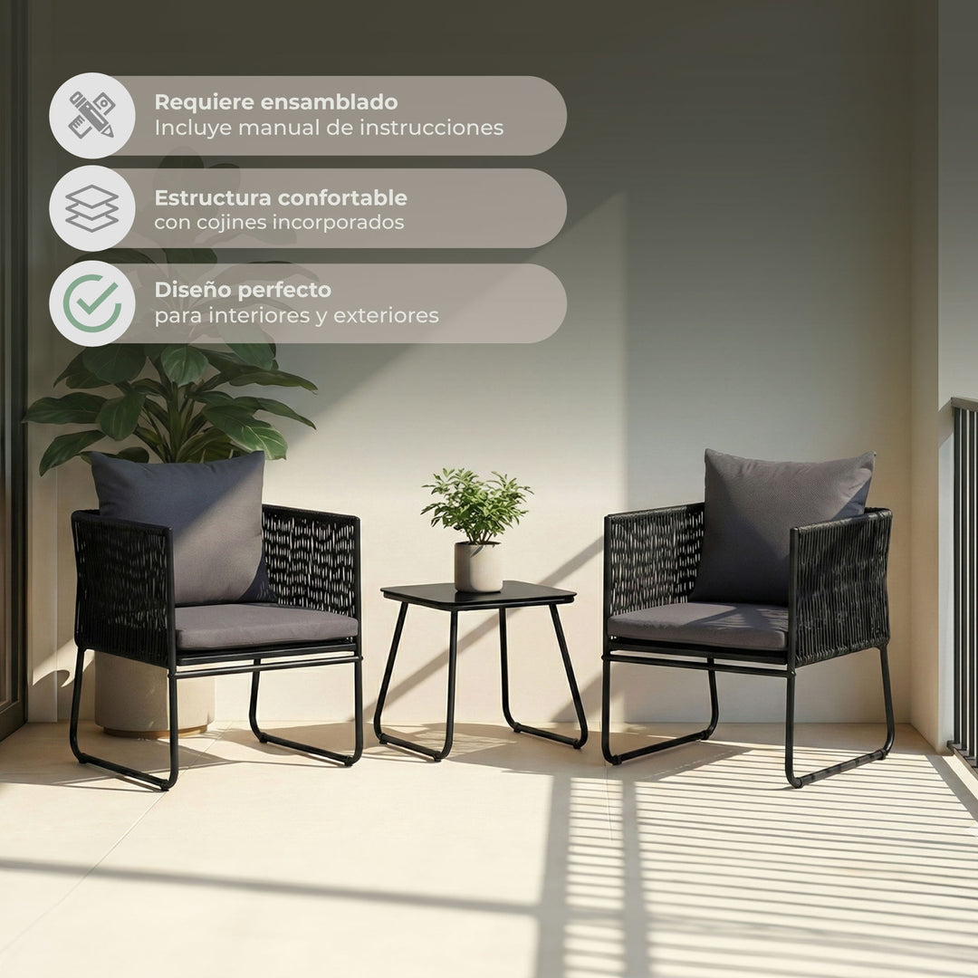 Set de Exterior Kiri Sillas + Mesa Auxiliar