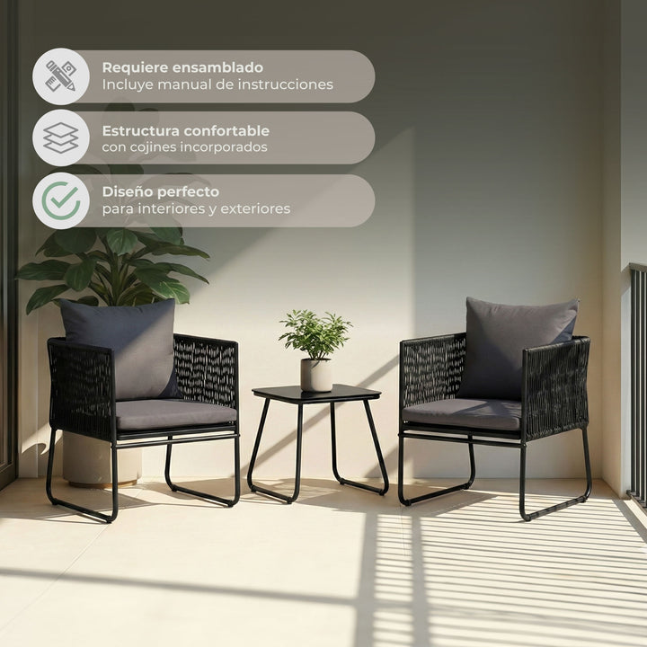 Set de Exterior Kiri Sillas + Mesa Auxiliar