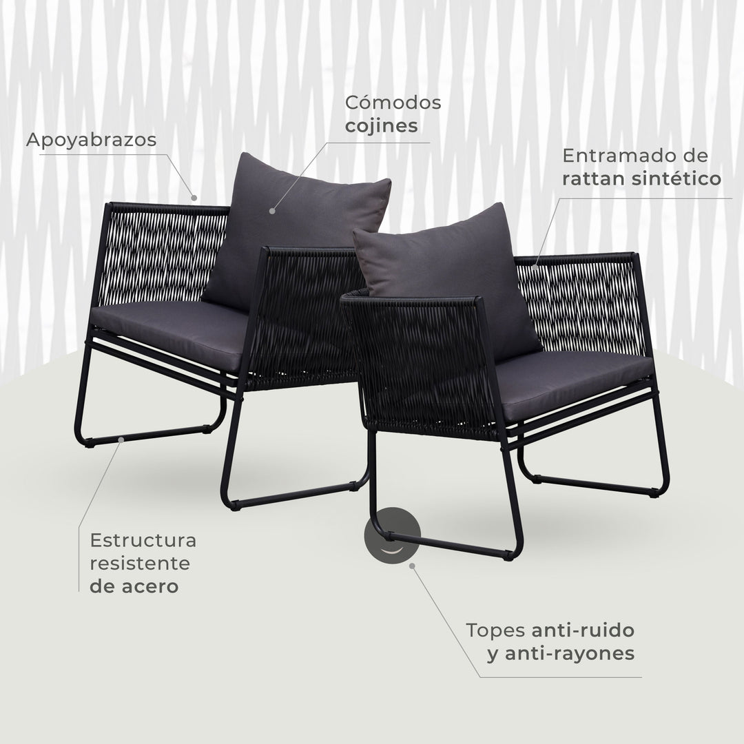 Set de Exterior Kiri Sillas + Mesa Auxiliar