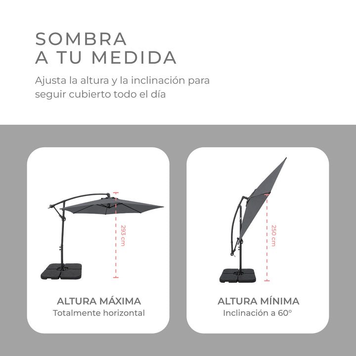 Quitasol Lateral con Base Solaris Gris